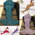 Christmas gift Wholesale custom Acrylic material kids children adults knitted crochet mermaid tail blanket
